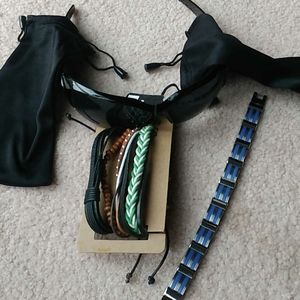 Mens Stainless and Punk Bracelets,& Sunglasses